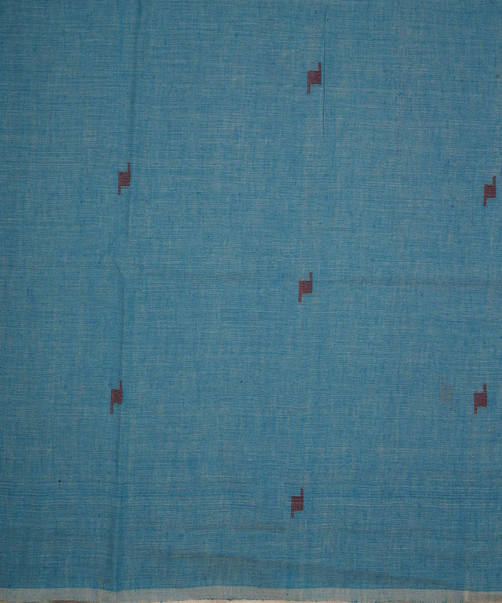 0.4m Light blue handwoven cotton jamdani fabric