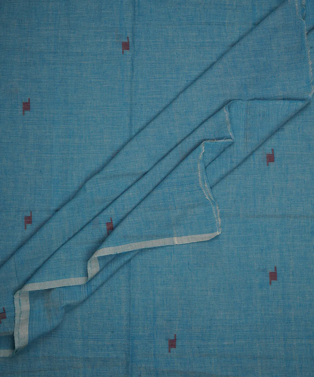 0.4m Light blue handwoven cotton jamdani fabric