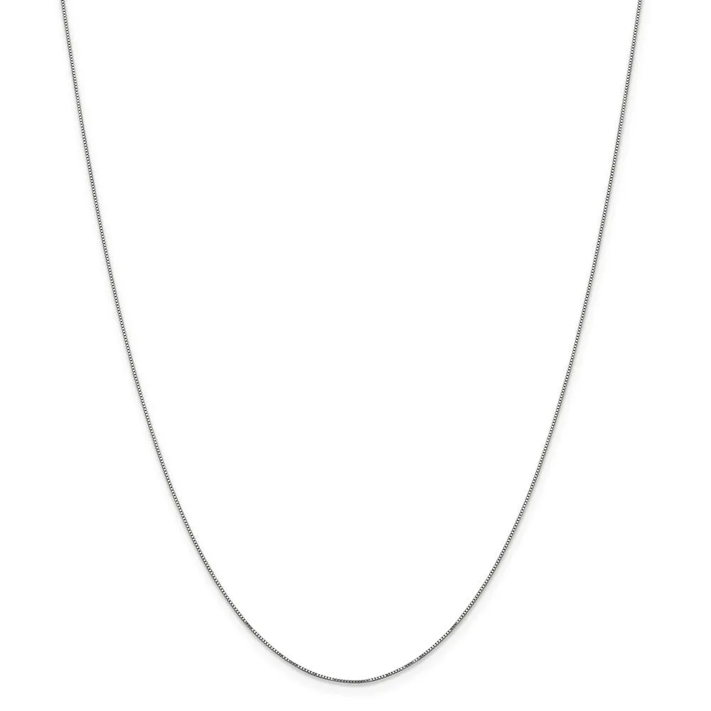 0.5mm, 14k White Gold, Solid Box Chain Necklace