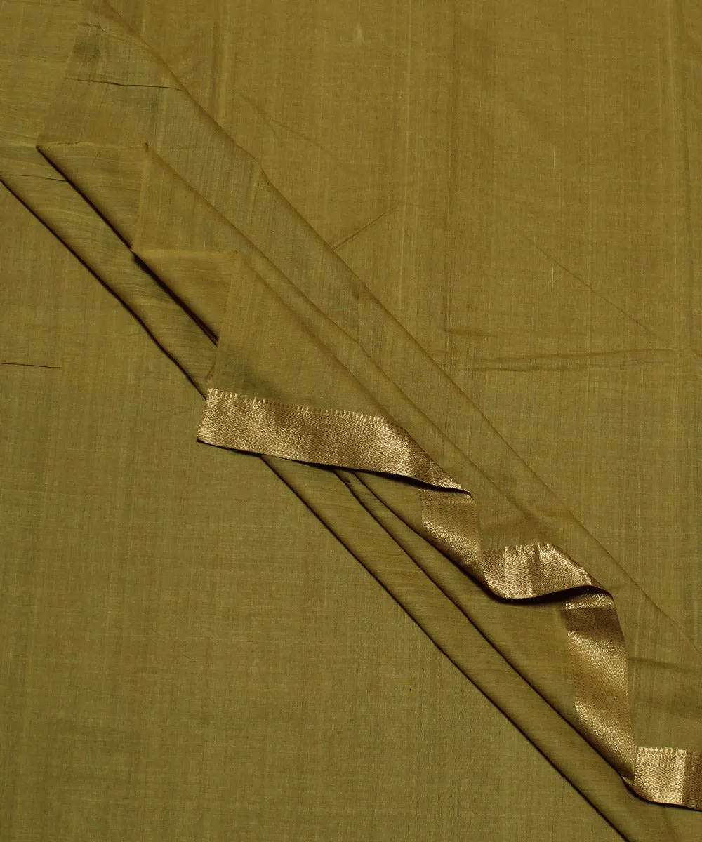 0.7m Olive green handwoven cotton mangalgiri fabric