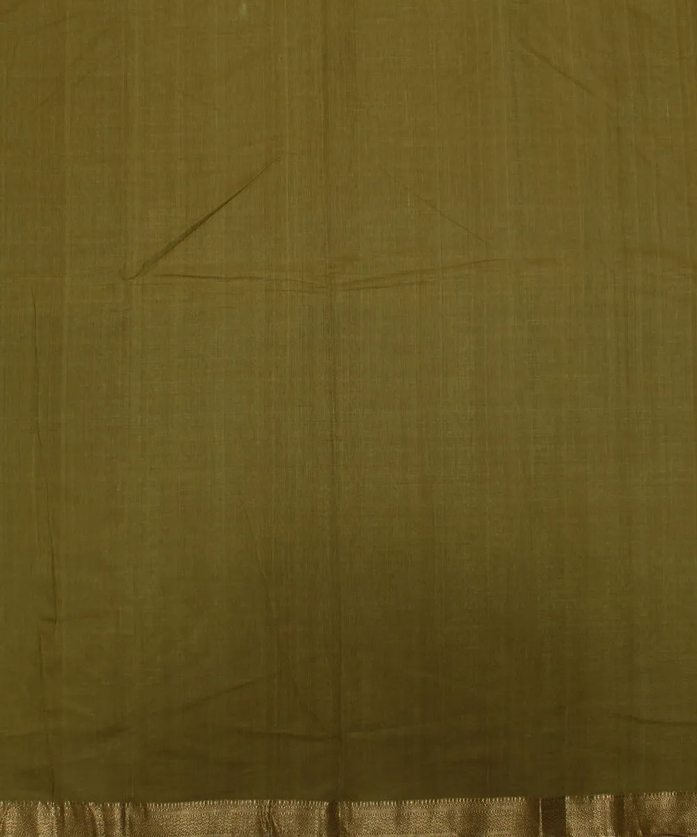 0.7m Olive green handwoven cotton mangalgiri fabric