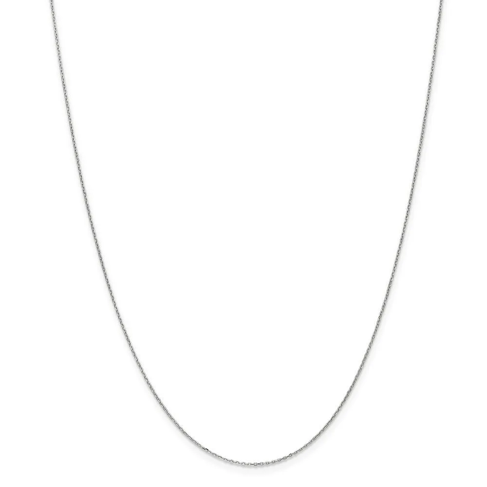 0.8mm, 14k White Gold, Diamond Cut Cable Chain Necklace