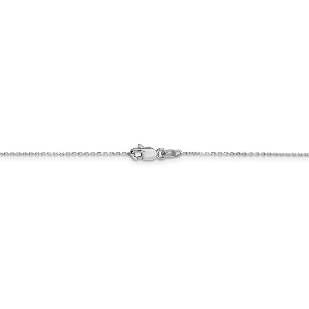 0.8mm, 14k White Gold, Diamond Cut Cable Chain Necklace