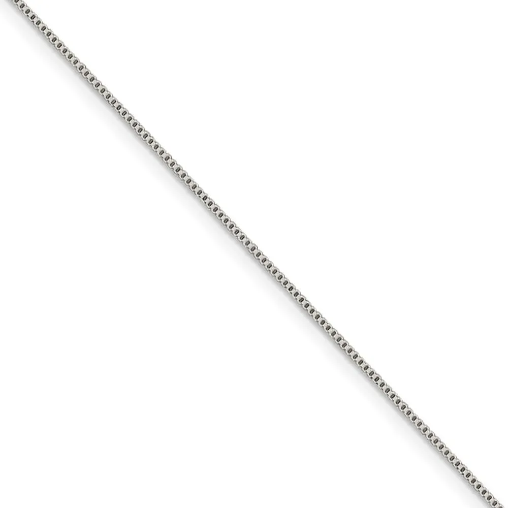 0.8mm, Sterling Silver, Solid Box Chain Necklace