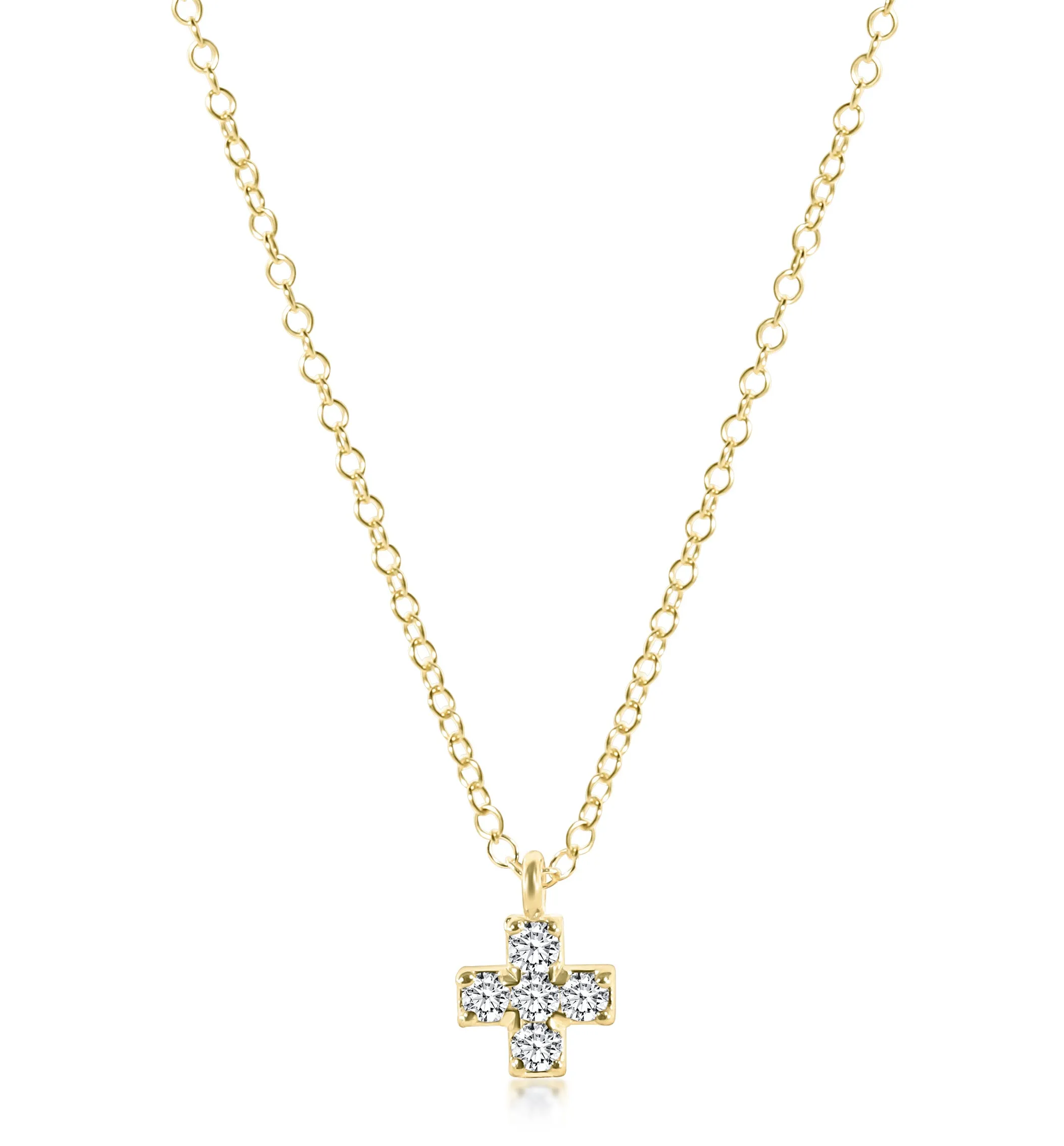 14kt Gold and Diamond Signature Cross Necklace