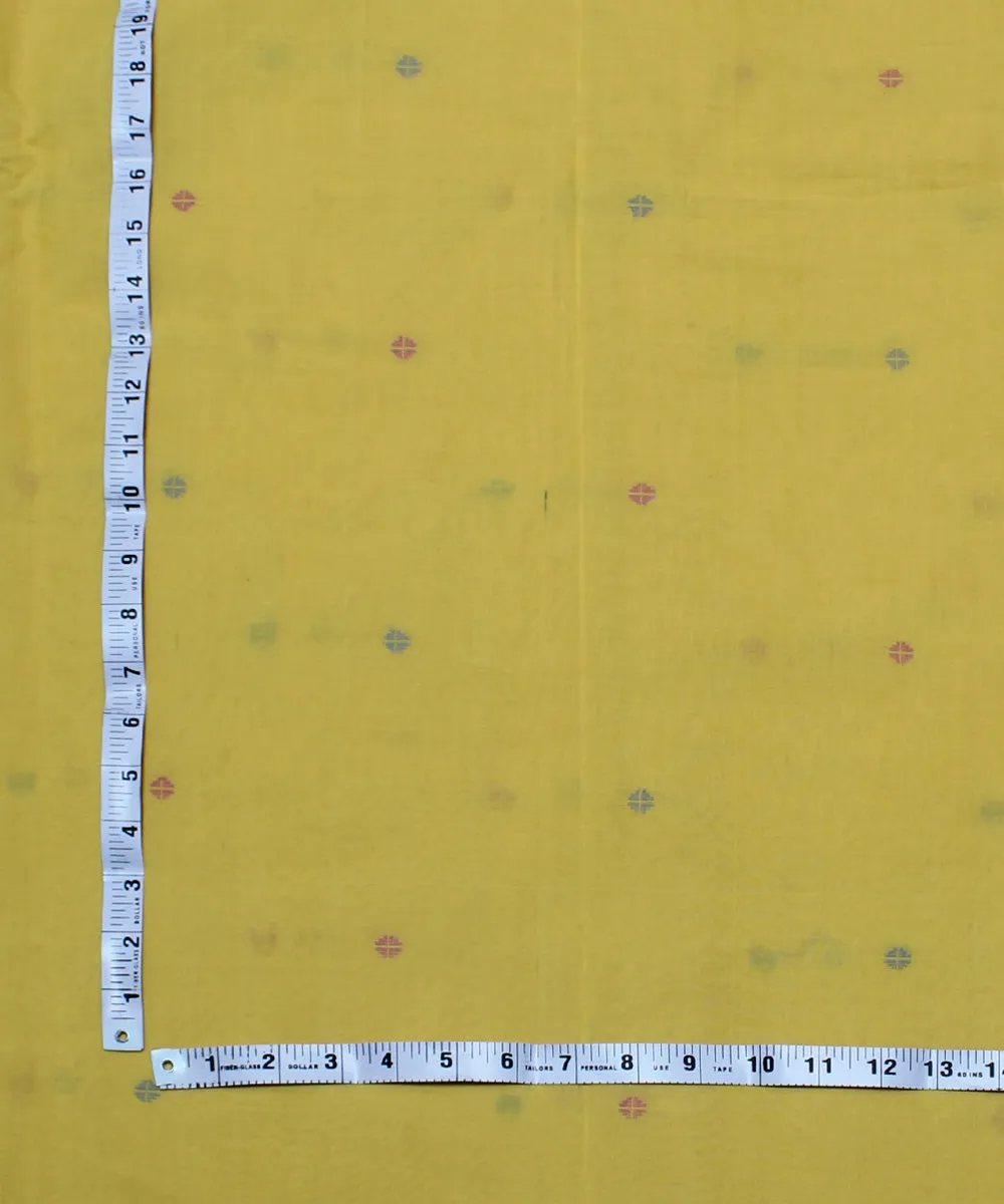 1.4m Yellow pink and grey handwoven cotton fabric