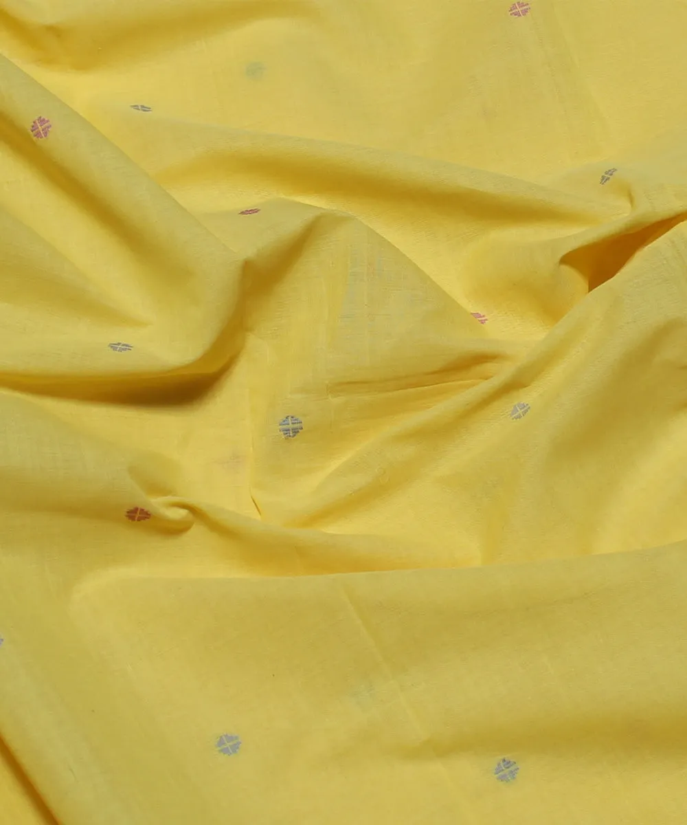 1.4m Yellow pink and grey handwoven cotton fabric