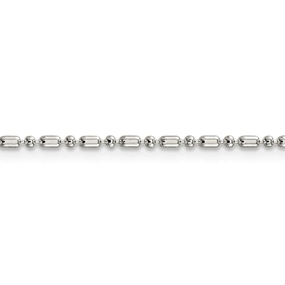 1.5mm Sterling Silver Solid Fancy Beaded Chain Necklace