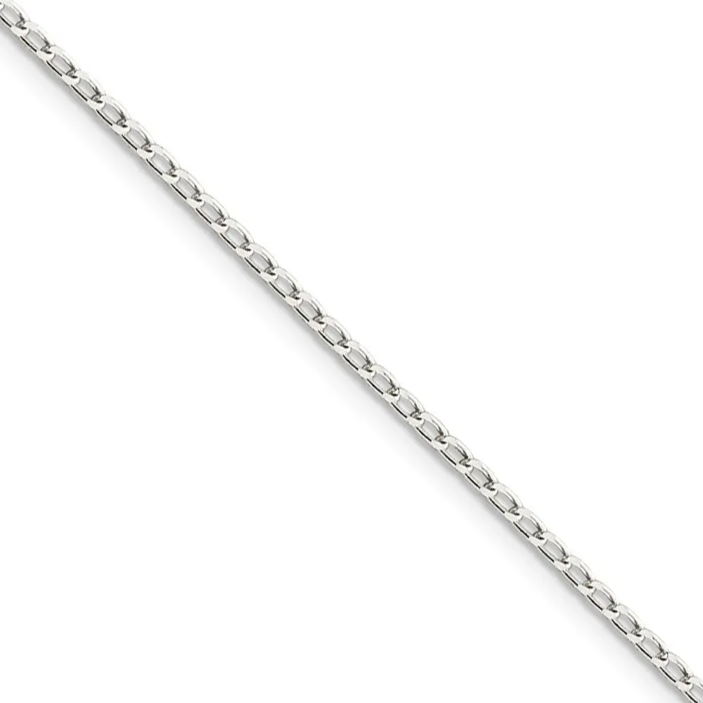 1.5mm Sterling Silver Solid Open Curb Chain Necklace