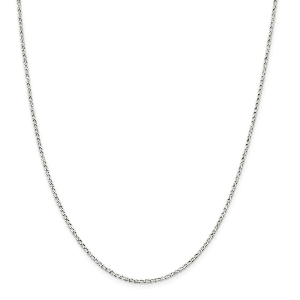 1.5mm Sterling Silver Solid Open Curb Chain Necklace