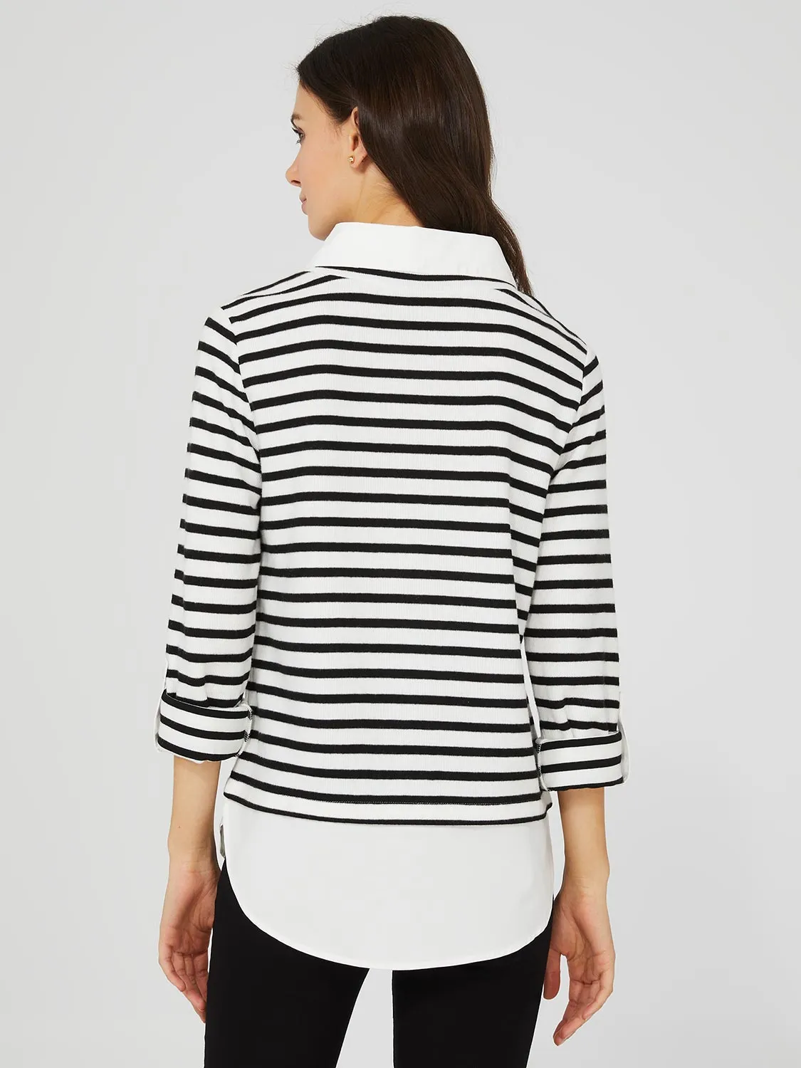 2-Fer Striped Long Sleeve Top