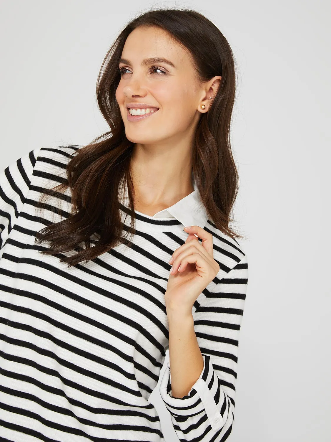 2-Fer Striped Long Sleeve Top