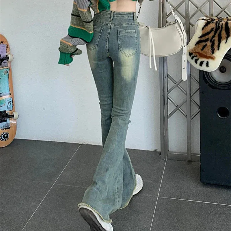 2024 Vintage Washed Flare Skinny Jeans