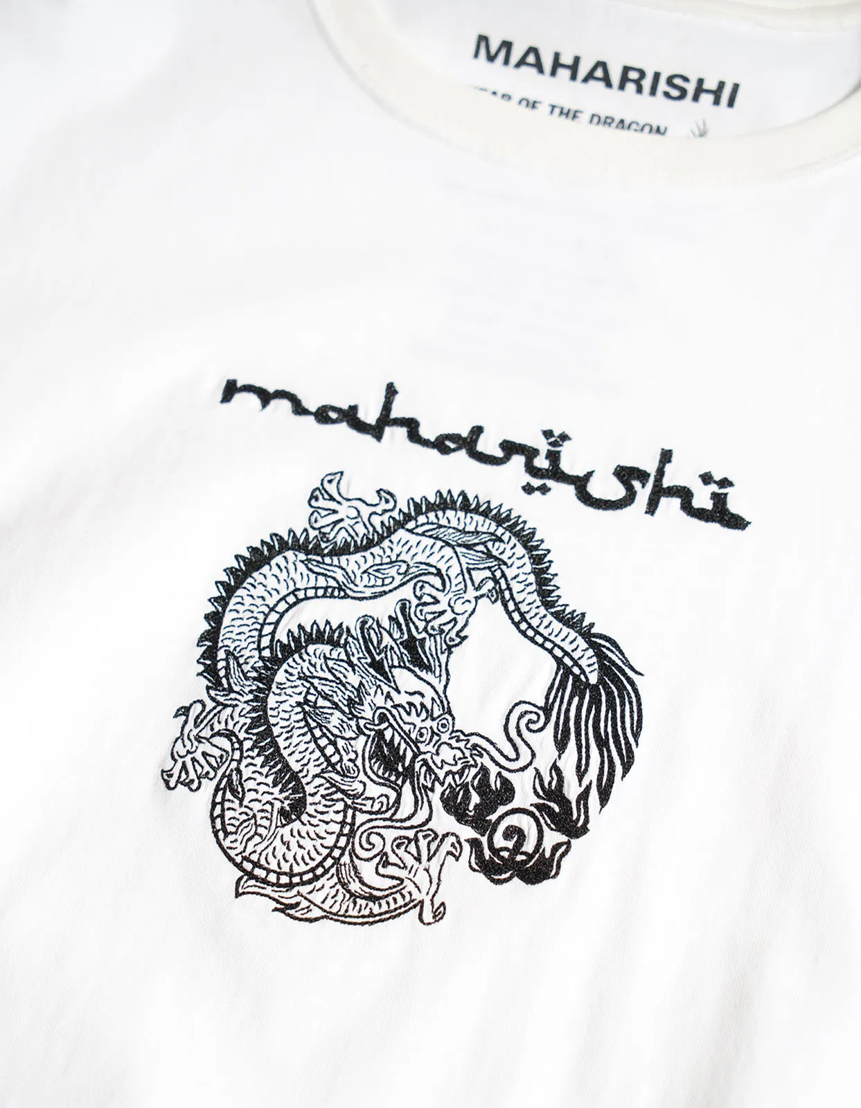 5242 Thar Dragon Embroidered T-Shirt White