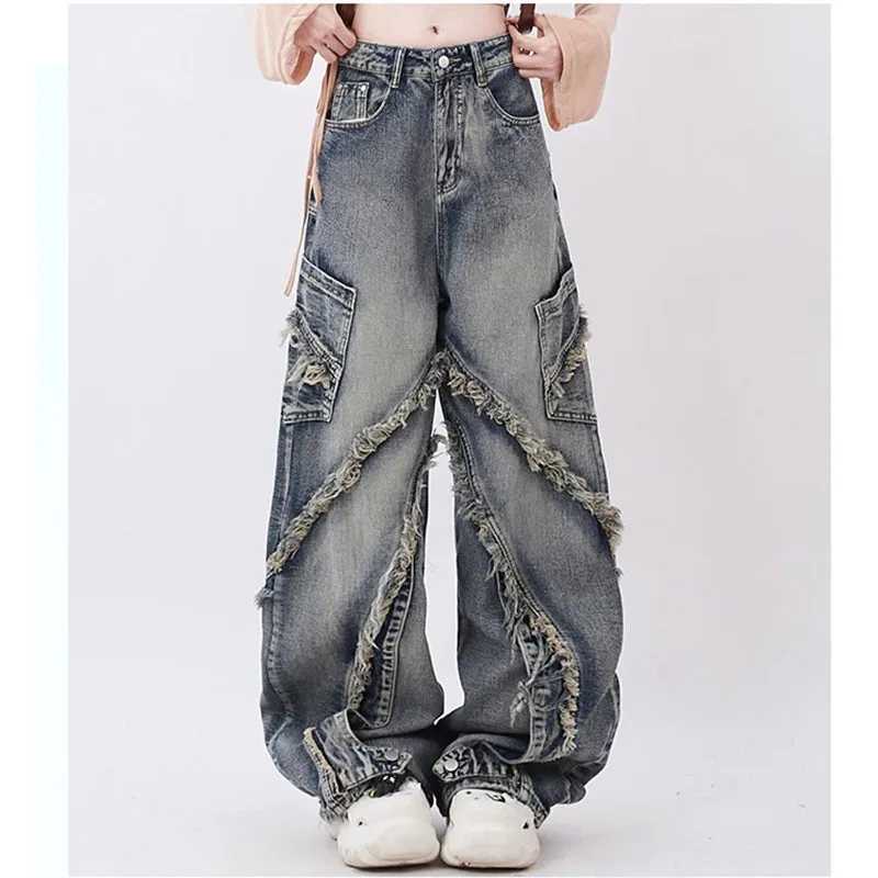 90’s Throwback Distressed Wide Leg Jeans