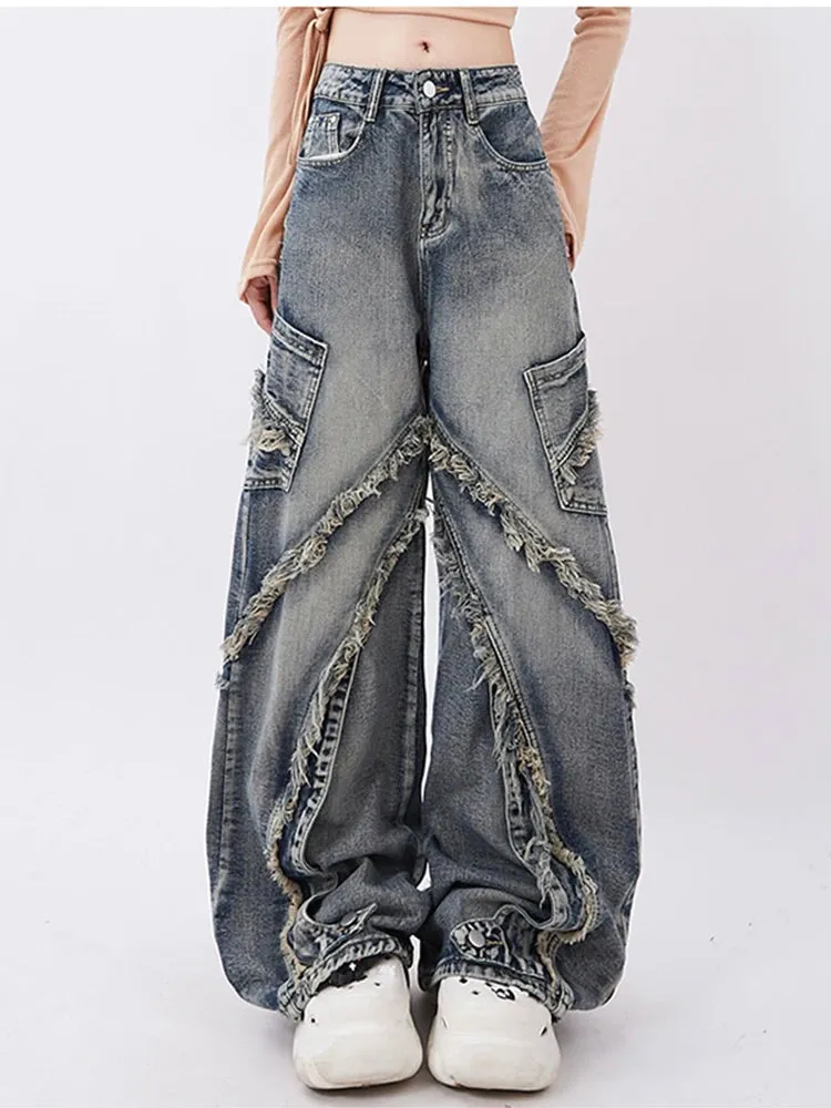 90’s Throwback Distressed Wide Leg Jeans