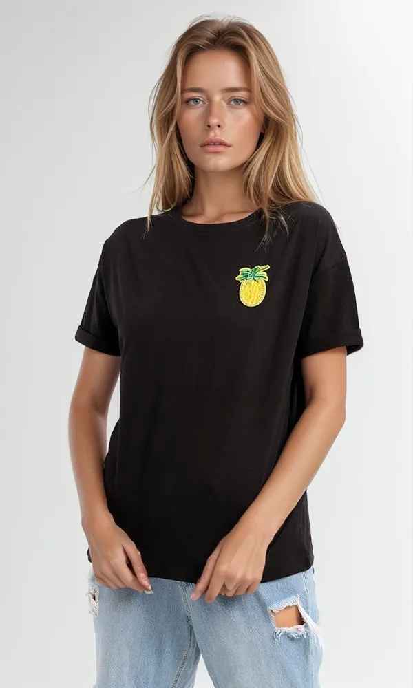 94962 Shiny Pineapple Black Short Sleeves Tee