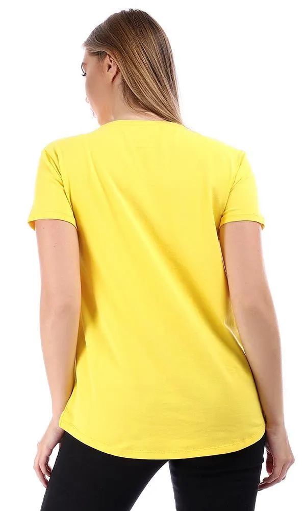 95045 Printed Pooh Short Sleeves Yellow Summer Tee