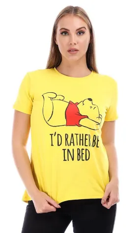 95045 Printed Pooh Short Sleeves Yellow Summer Tee