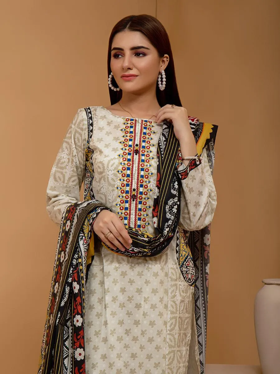 ACE Galleria Digital Embroidered Cambric Unstitched 3pc Suit ACE 12073