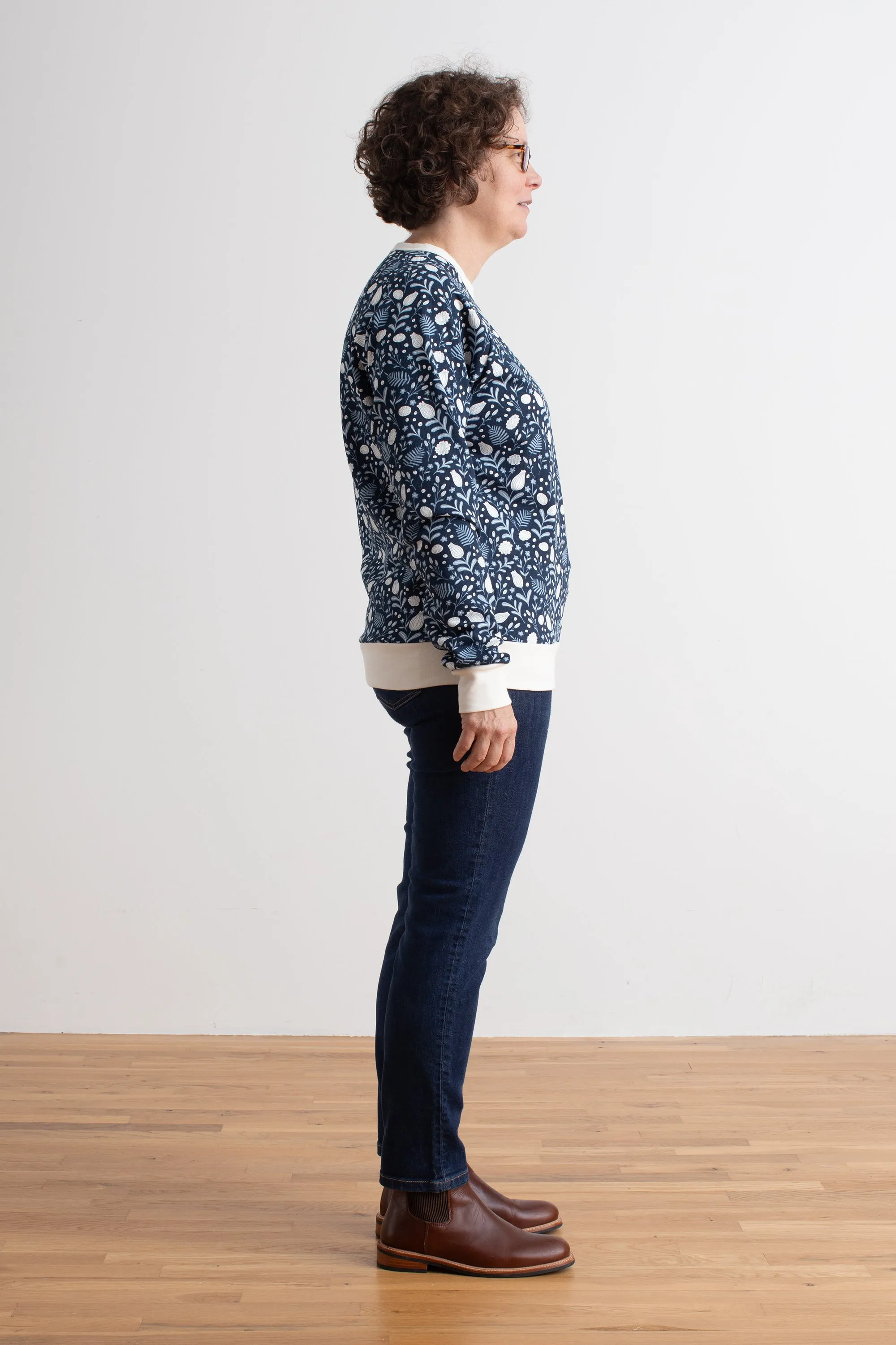 Adult Sweatshirt - Ferns & Flowers Night Sky