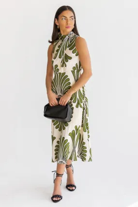 Alaina Olive Abstract Midi Dress