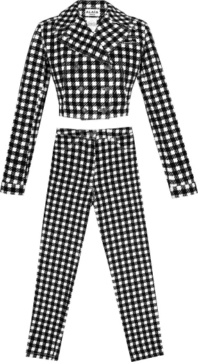 Alaïa Spring 1991 Runway Tati Houndstooth Jacket Pants Ensemble