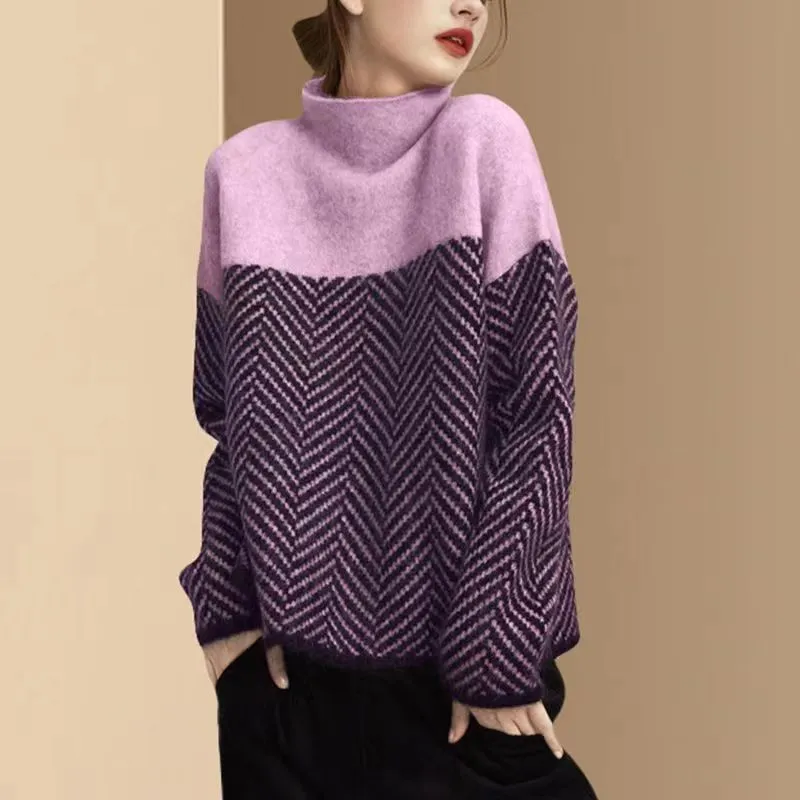 ALICE™ | Cozy Contrast Turtleneck Sweater