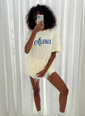 Aloha Oversized Tee Ivory