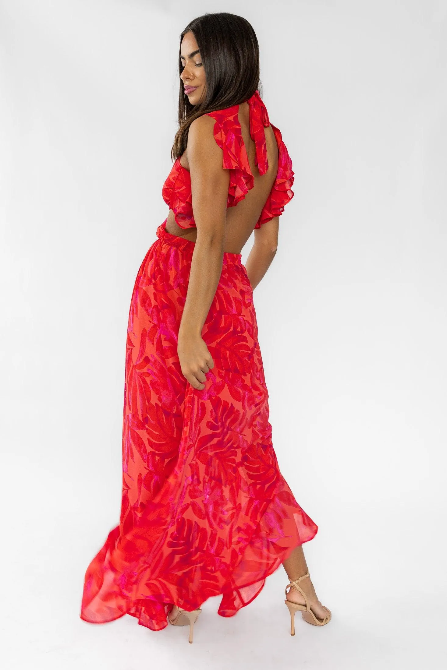 Athena Red Cutout Maxi Dress