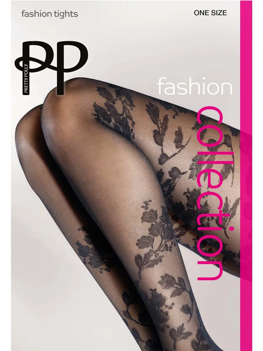 AUTUMN FALL FLORAL TIGHTS - BLACK