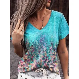 Autumn Flower V-neck Blouse