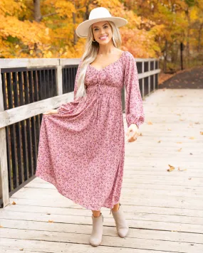 Autumn Outings Floral Dress - Mauve