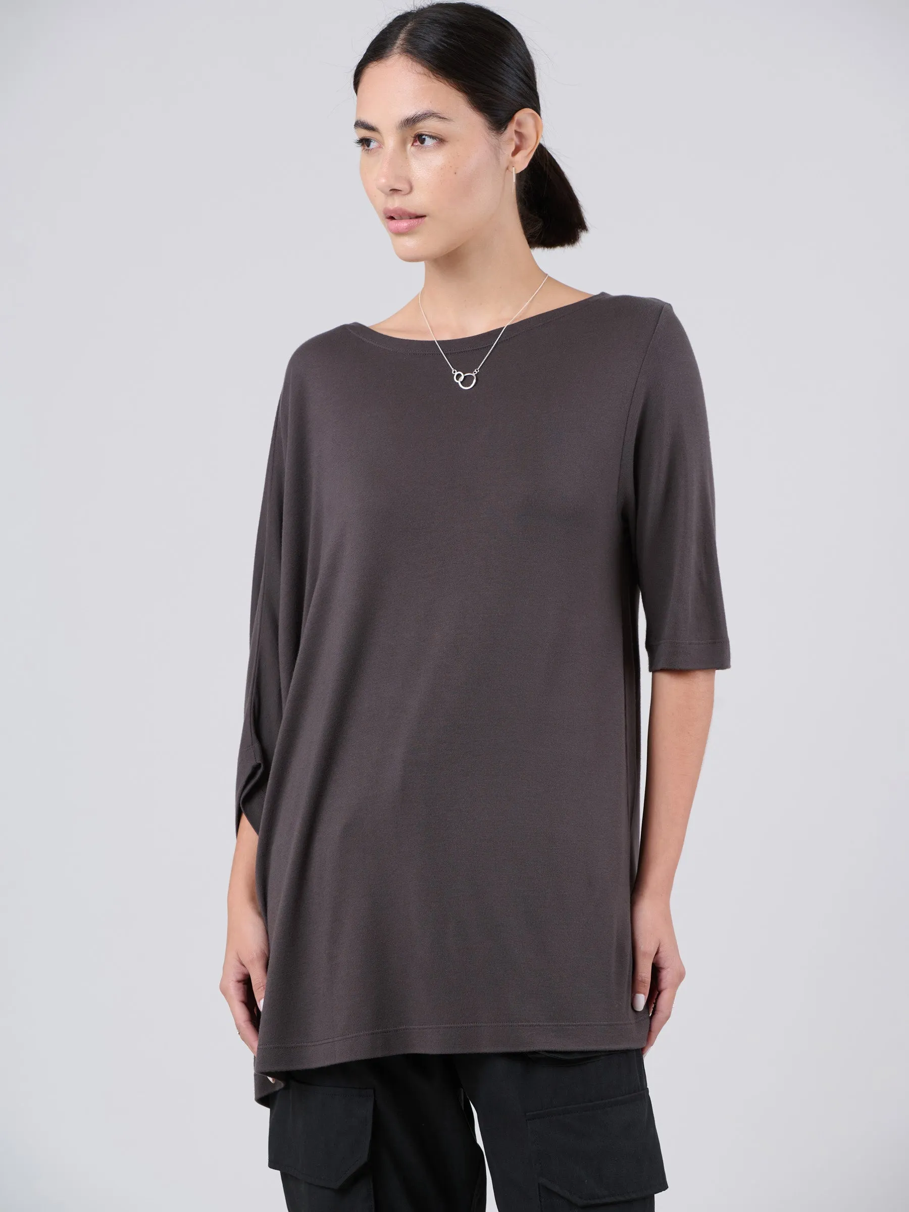 Bamboo Jersey Short Sleeve Asymmetric Top