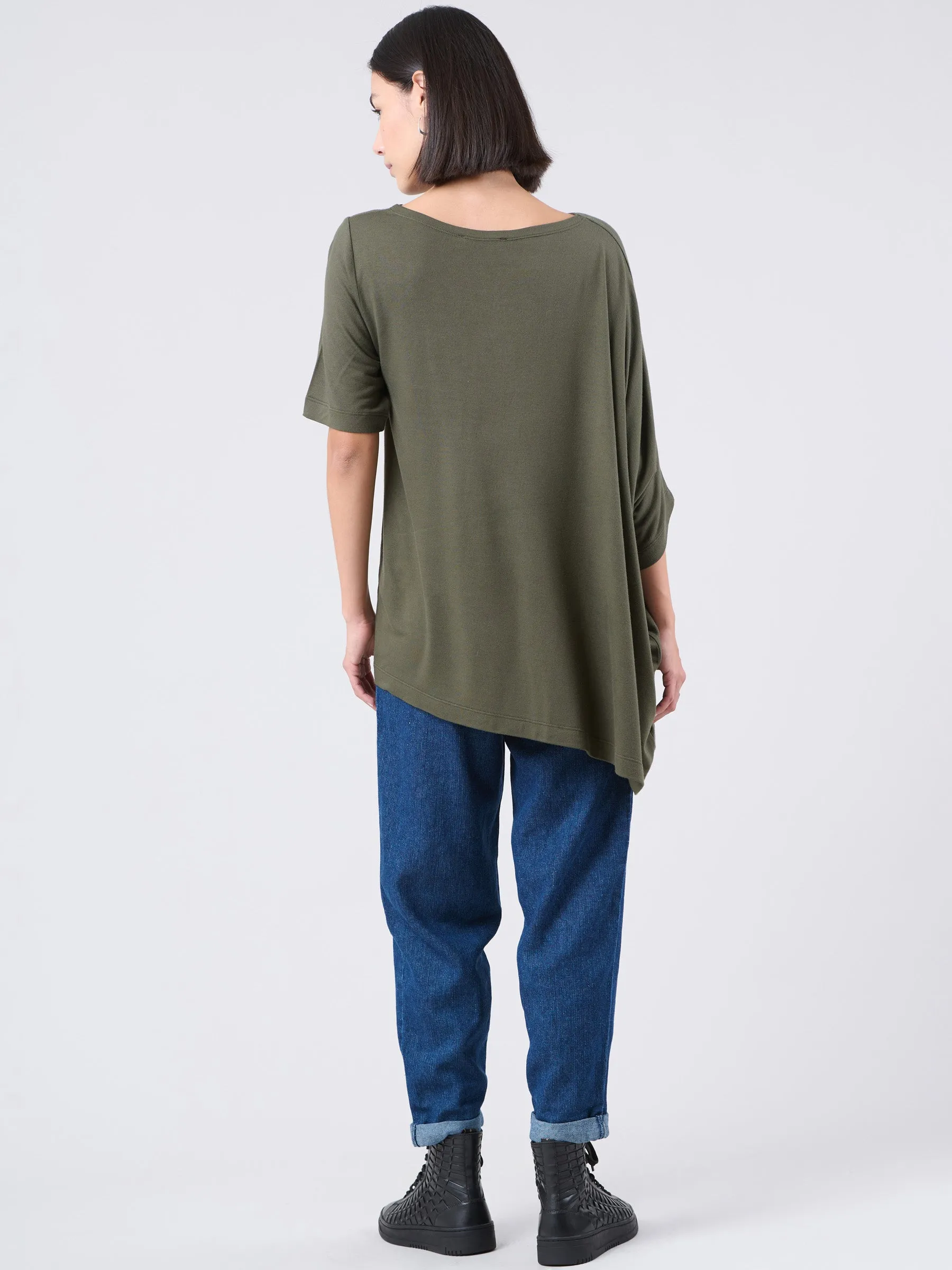 Bamboo Jersey Short Sleeve Asymmetric Top