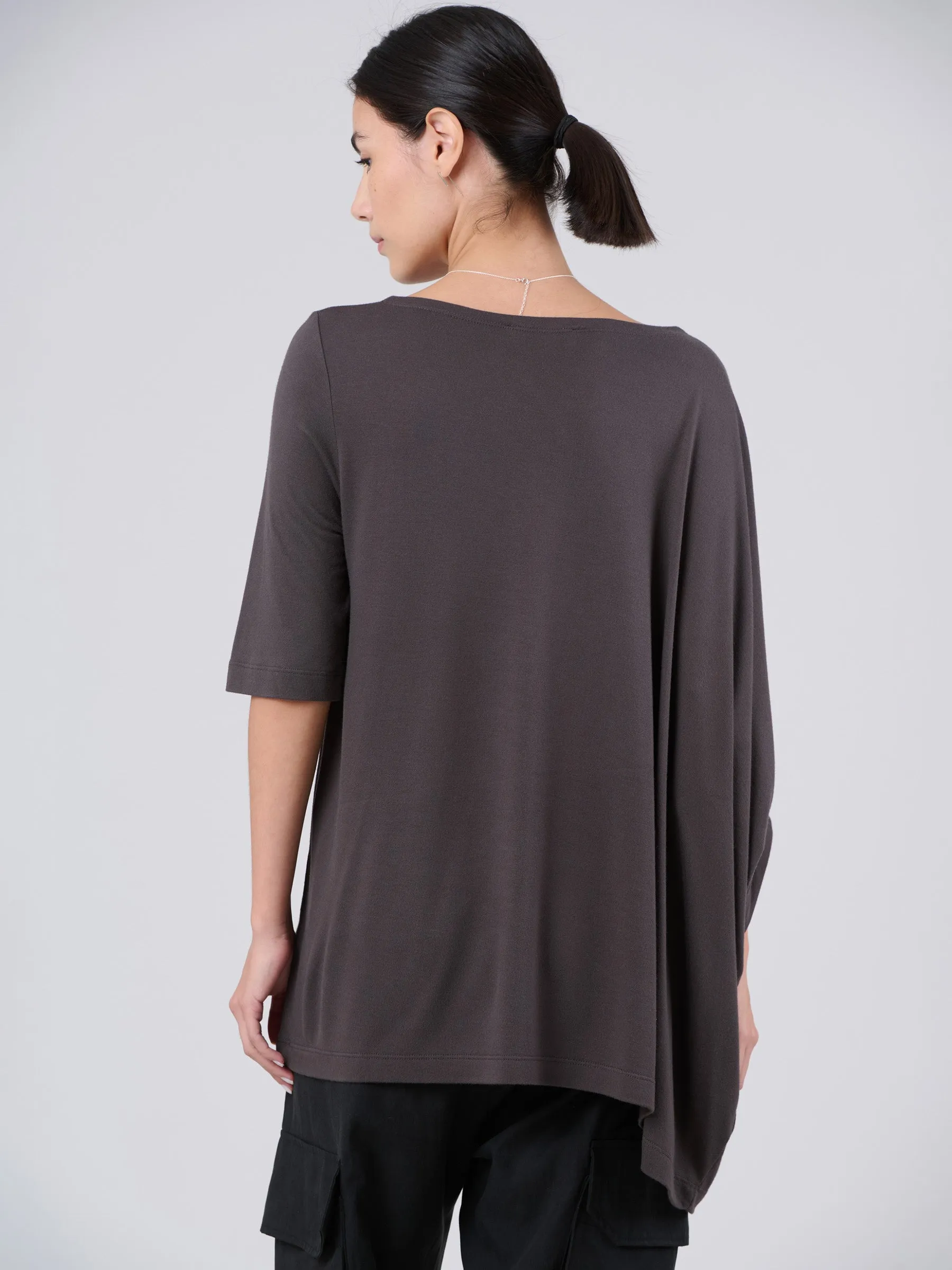 Bamboo Jersey Short Sleeve Asymmetric Top