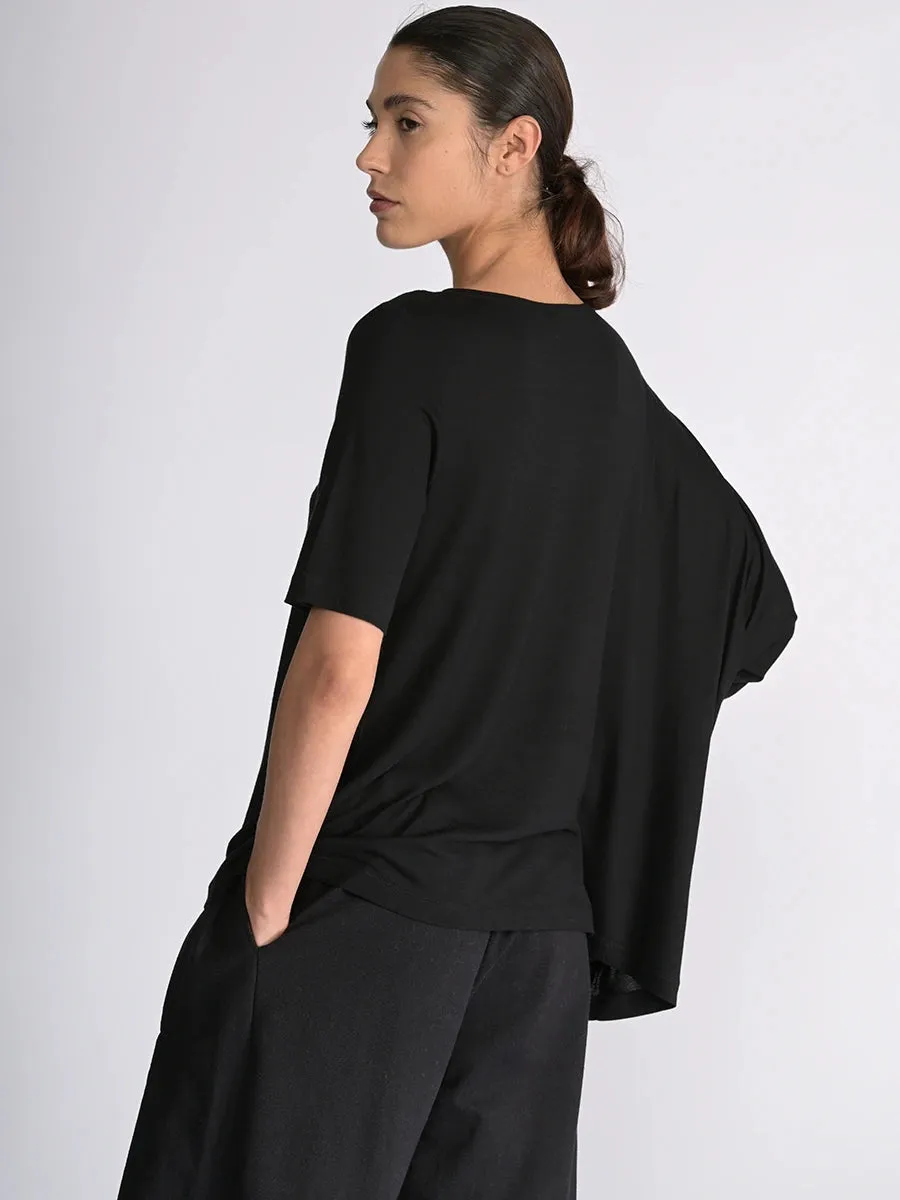 Bamboo Jersey Short Sleeve Asymmetric Top