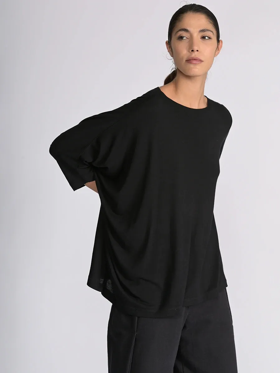 Bamboo Jersey Short Sleeve Asymmetric Top