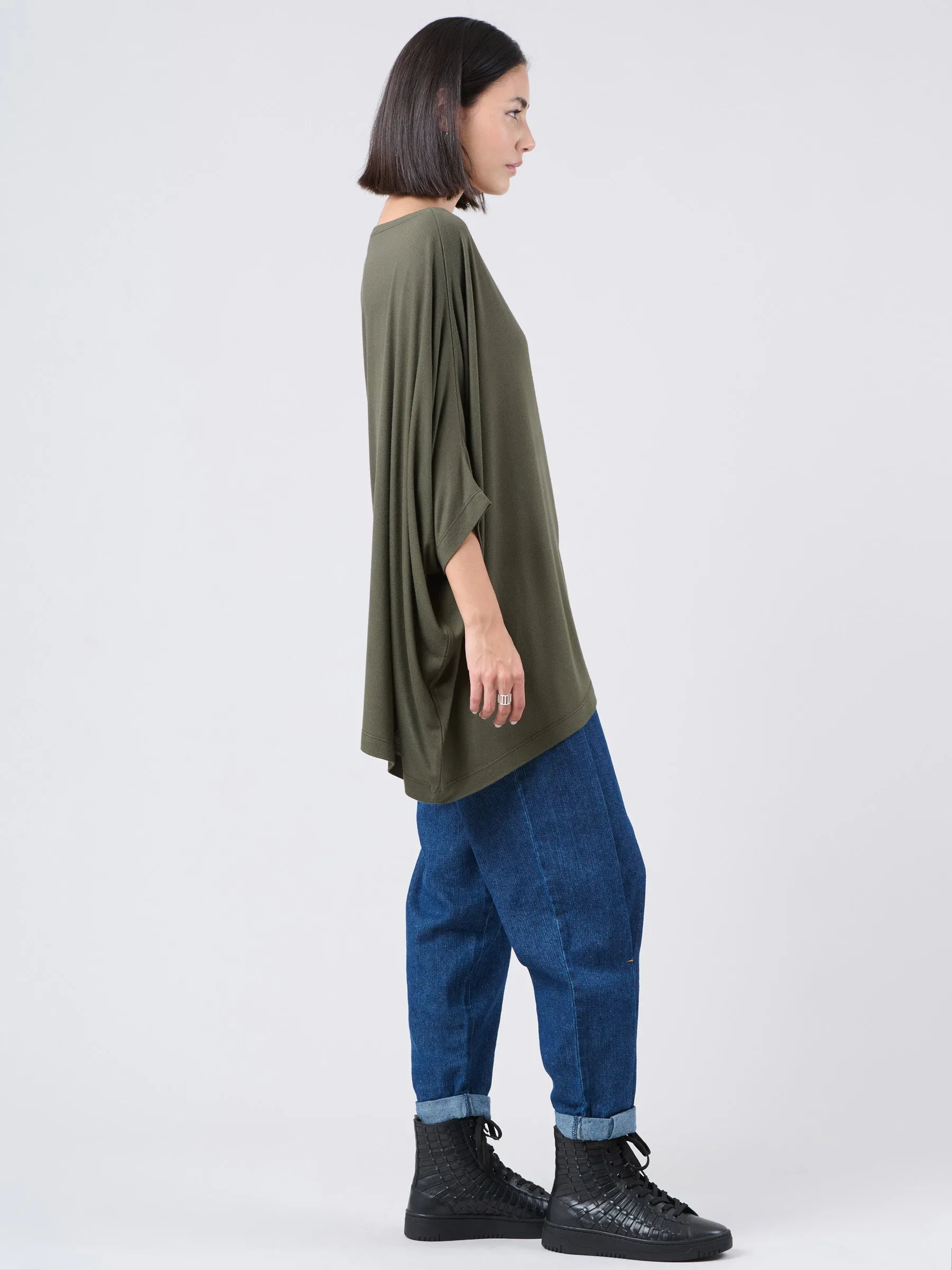 Bamboo Jersey Short Sleeve Asymmetric Top