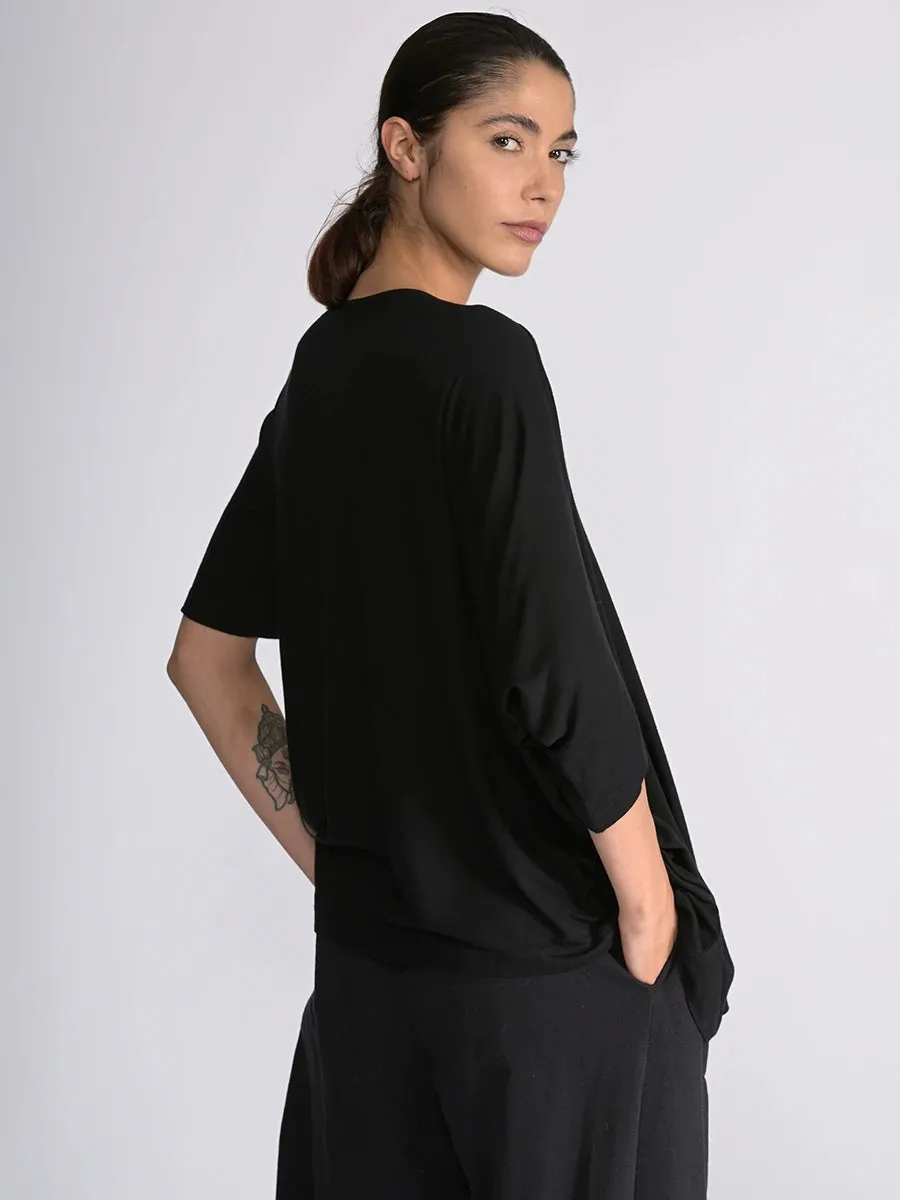 Bamboo Jersey Short Sleeve Asymmetric Top