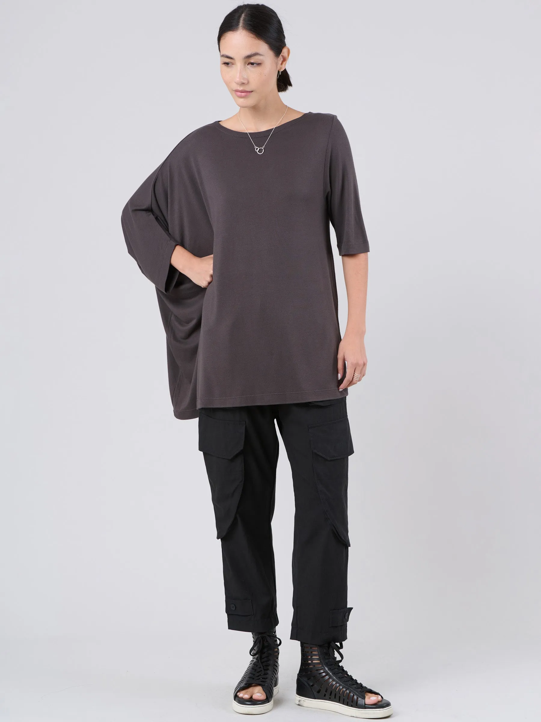 Bamboo Jersey Short Sleeve Asymmetric Top