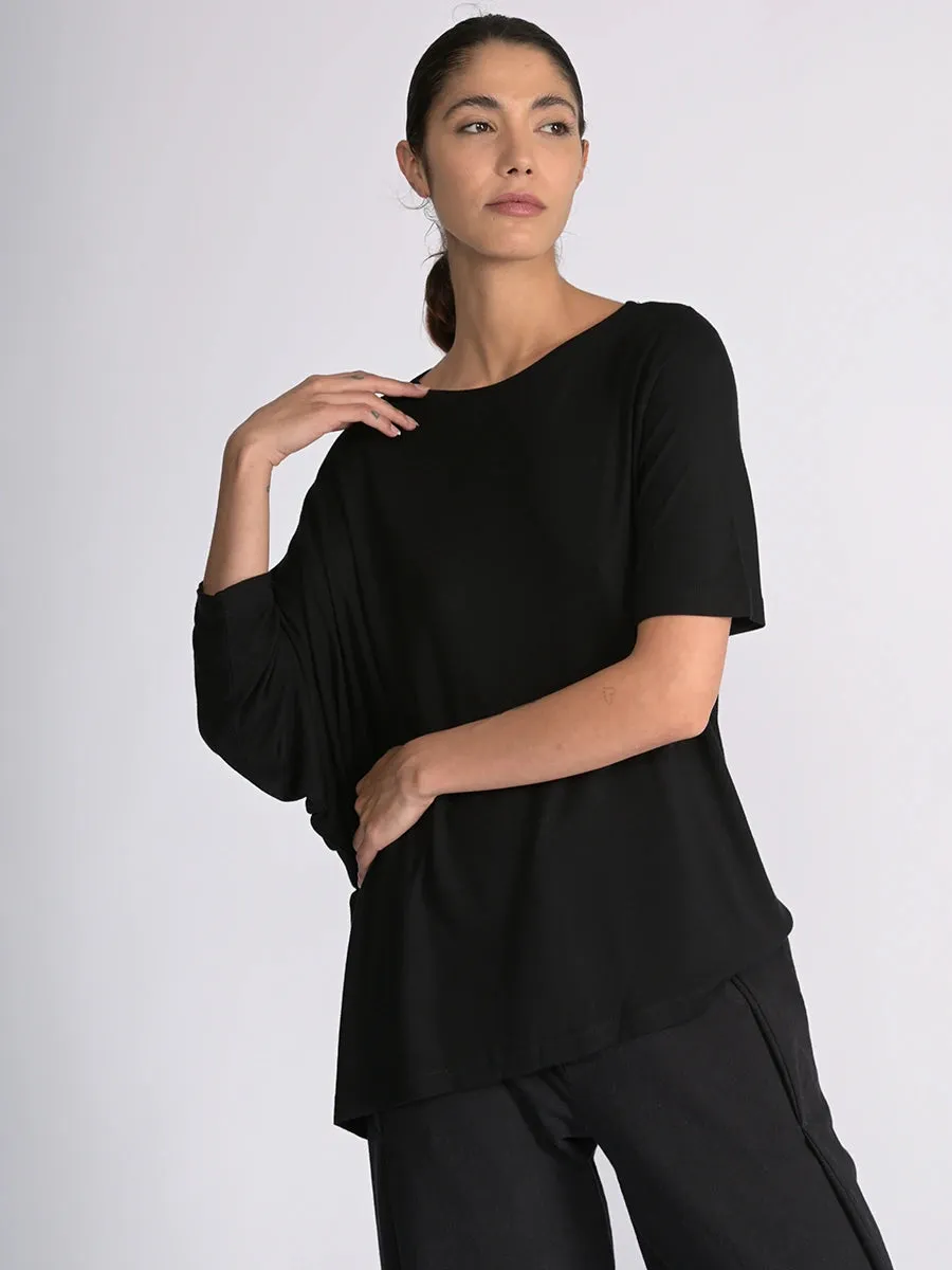 Bamboo Jersey Short Sleeve Asymmetric Top