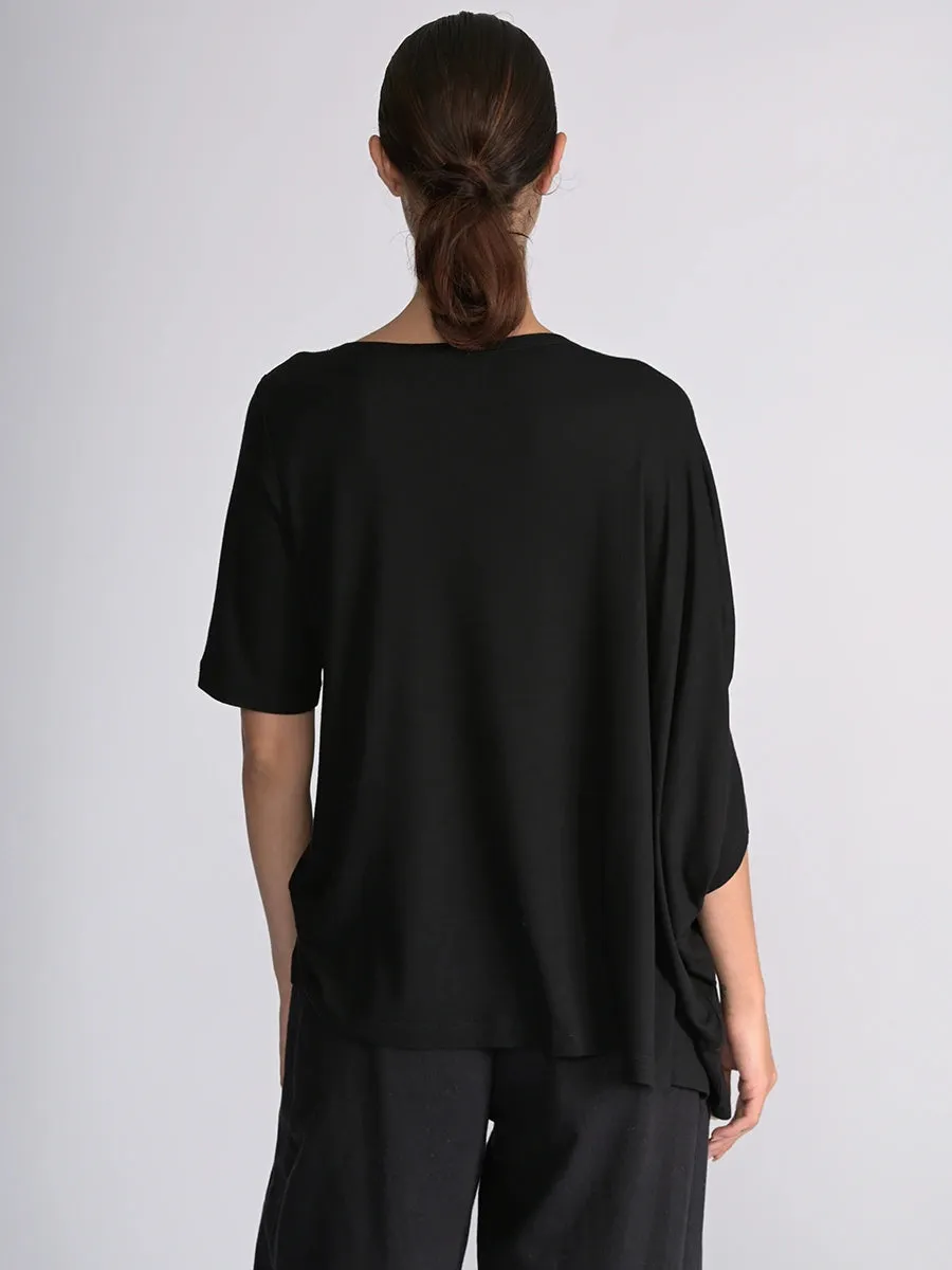 Bamboo Jersey Short Sleeve Asymmetric Top