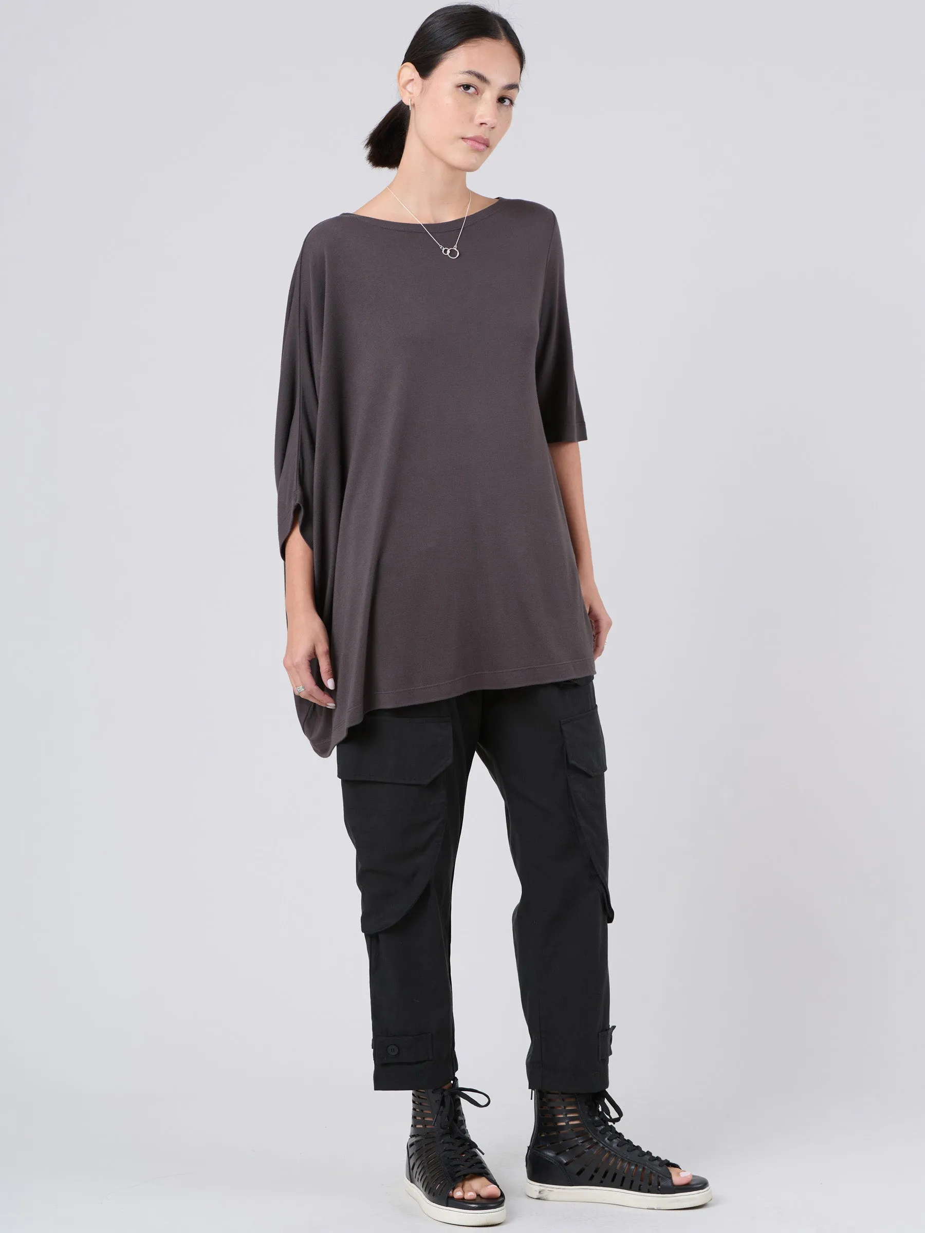 Bamboo Jersey Short Sleeve Asymmetric Top