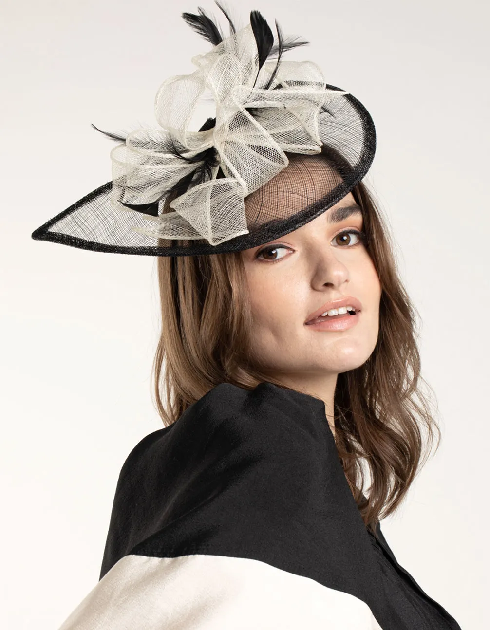 Black & White Sinamay Feathered Fascinator