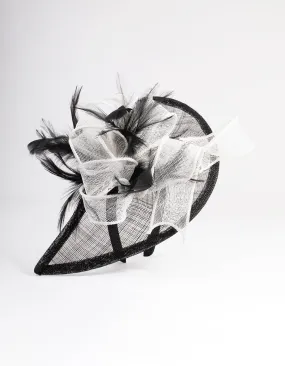 Black & White Sinamay Feathered Fascinator