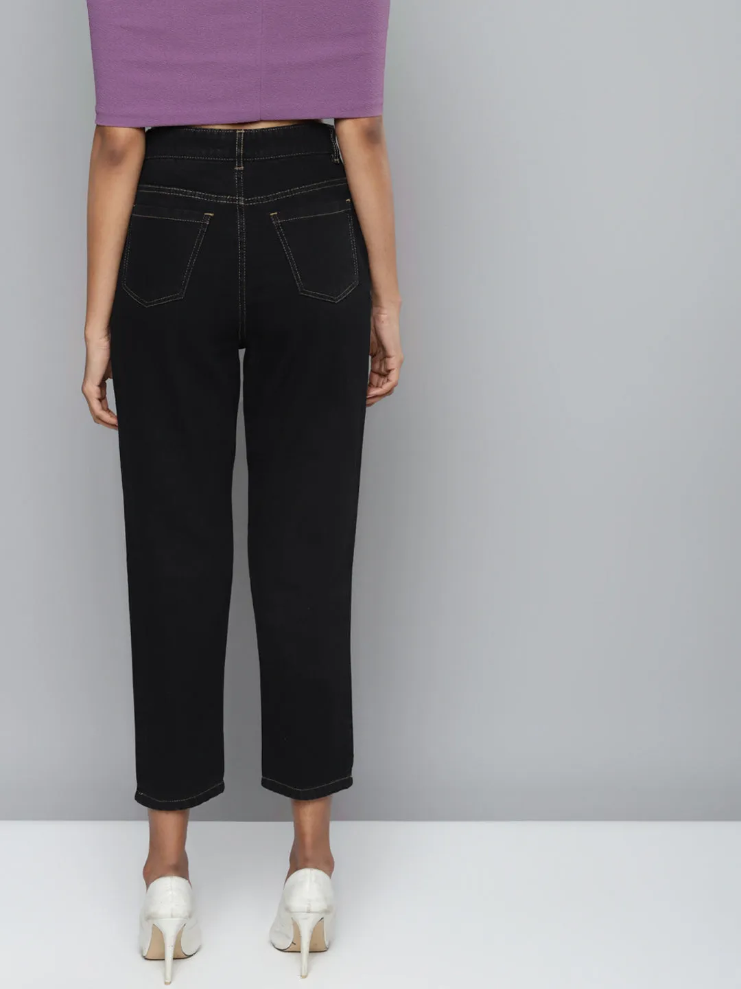 Black Denim Mom Fit Jeans