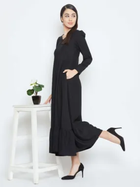 Black Spun Winter Maxi Dress