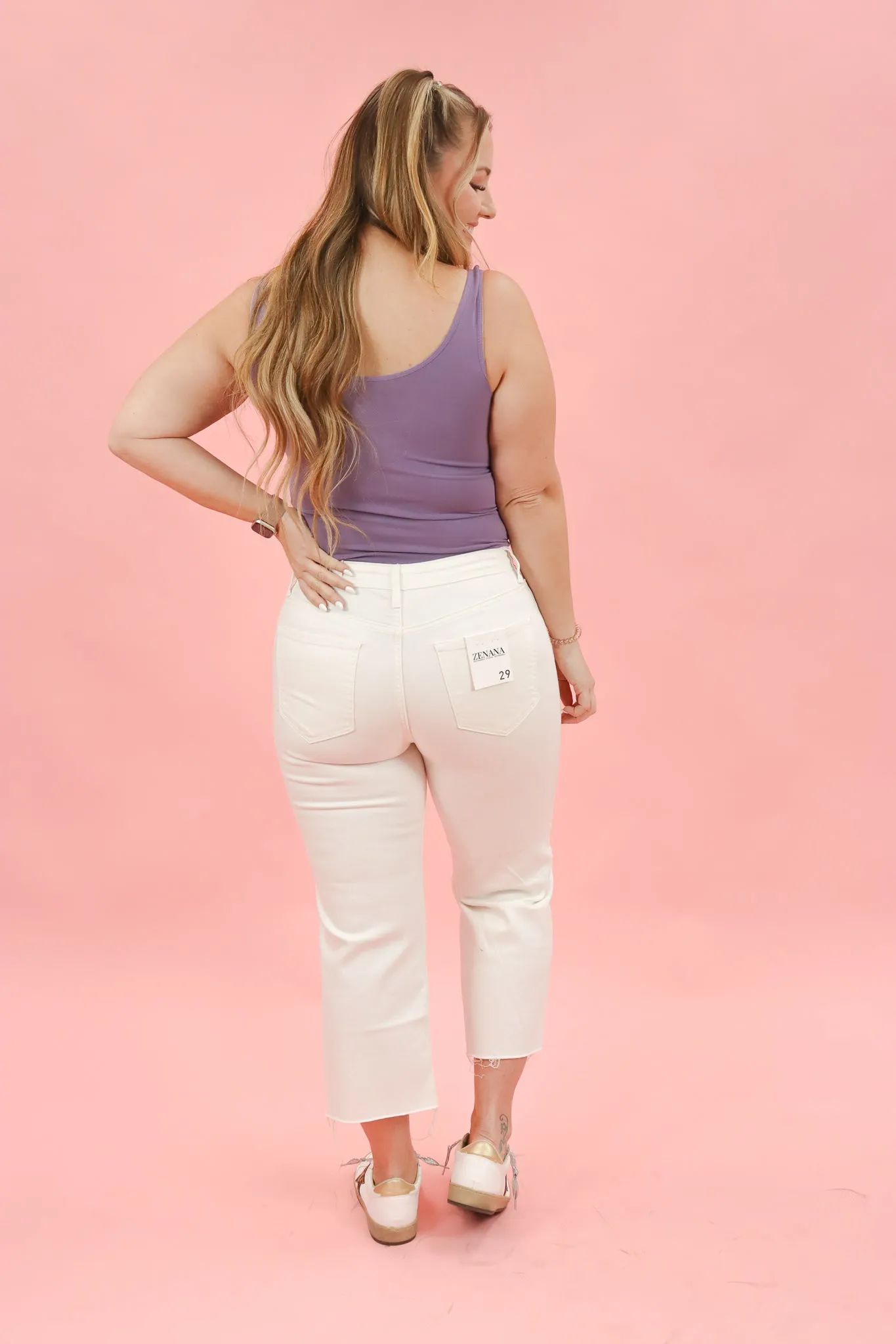 Brunch By The Beach White Button Fly Jeans