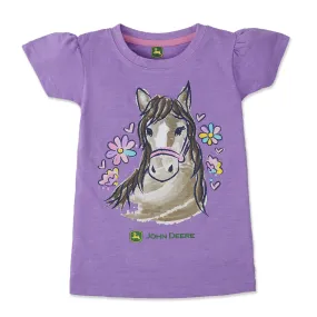 C1479 JO DE Sabg Horse in Garden Purple T-Shirt